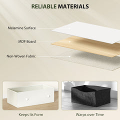 Chest of Drawers, Dresser with 6 Fabric Drawers - White and Grey