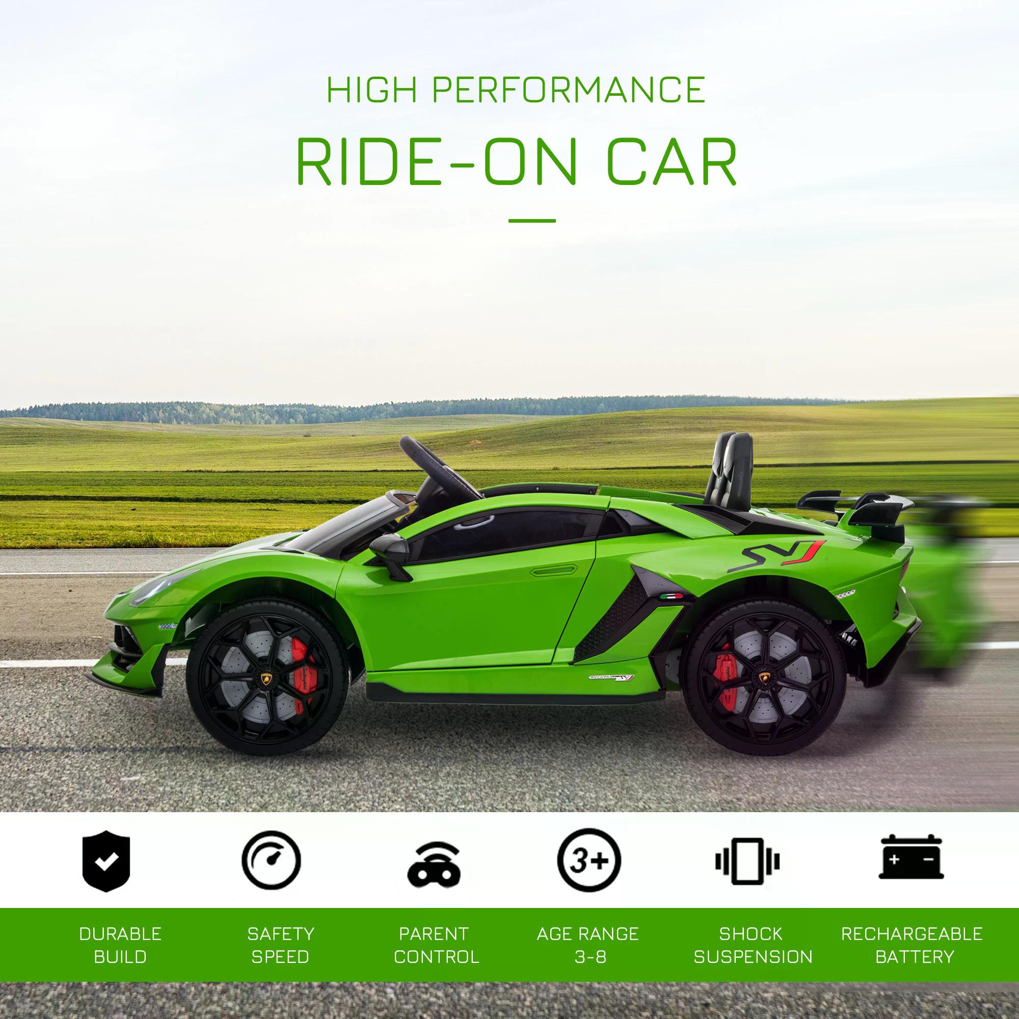 Lamborghini SVJ 12V Kids Electric Ride On Car Sport Racing Toy RC for 3-8 Yrs