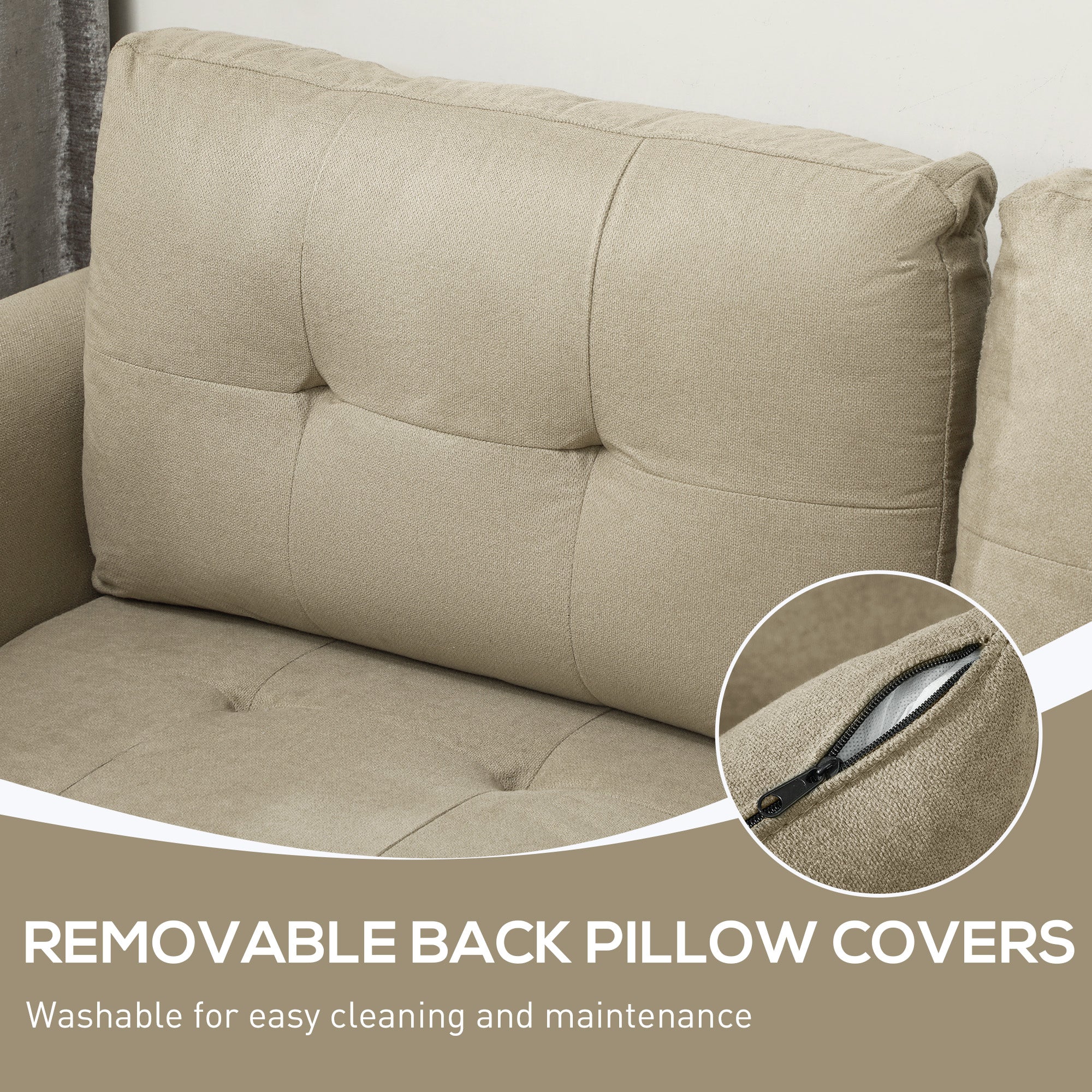 L' Shape Modular Storage Sofa - Light Brown