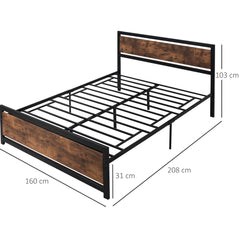 King Size Metal Bed Frame with Headboard & Footboard, Strong Slat Support Full Bed Frame w/ Underbed Storage Space, Bedroom Furniture For Adults