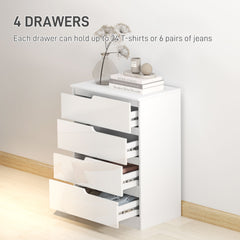 Chest of Four High Gloss Front Drawers - White