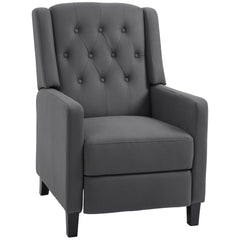Wingback Recliner Chair for Home Theater, Button Tufted Microfibre Cloth Reclining Armchair with Leg Rest, Deep Grey