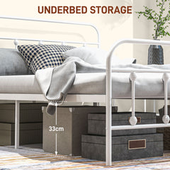 Double Minimalistic Metal Bed Frame - White