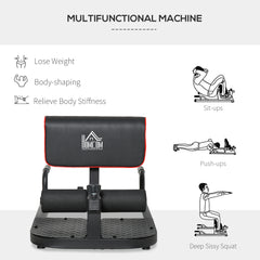Squat Machine with Push Up Stand, Padded Hip Thrust Bench with Adjustable Cushion for Home Gym Work Out, Black