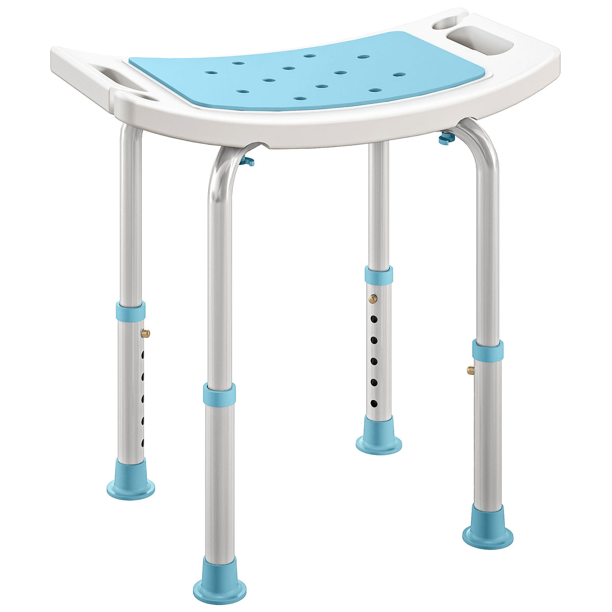 Fynco - Shower Chair, Adjustable Height Shower Stool with Aluminium Frame and Non-Slip Feet, Bathtub Stool Seat for Elderly Disabled Handicap, Turquoise