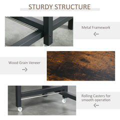 Folding Dining Table, Industrial Drop Leaf Table with Wheels and Metal Frame for Kitchen, Dining Room, Space Saving, Rustic Brown