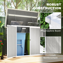 4.7 x 2.5FT Garden Shed, Lockable Outdoor Storage with Openable Lid, Small Shed for 2 Trash Cans, Tools, Patio, Light Grey