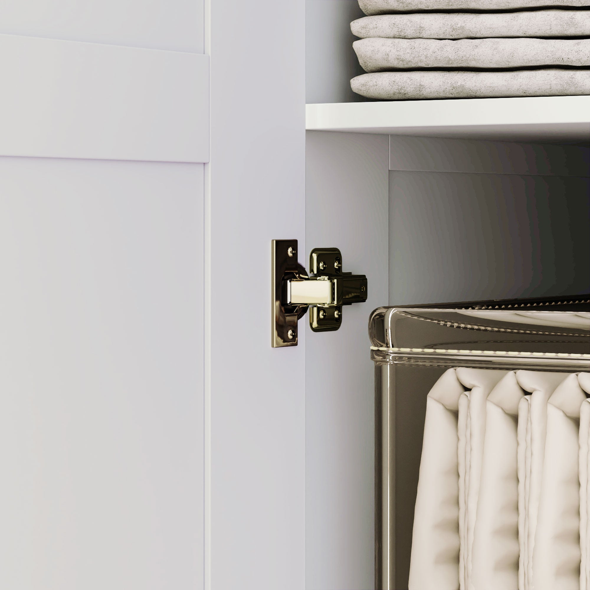 Double Paneled Door Wardrobe, with Shelves - White