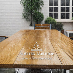 Seven-Piece Wood Panel Patio Dining Set - Brown/Black