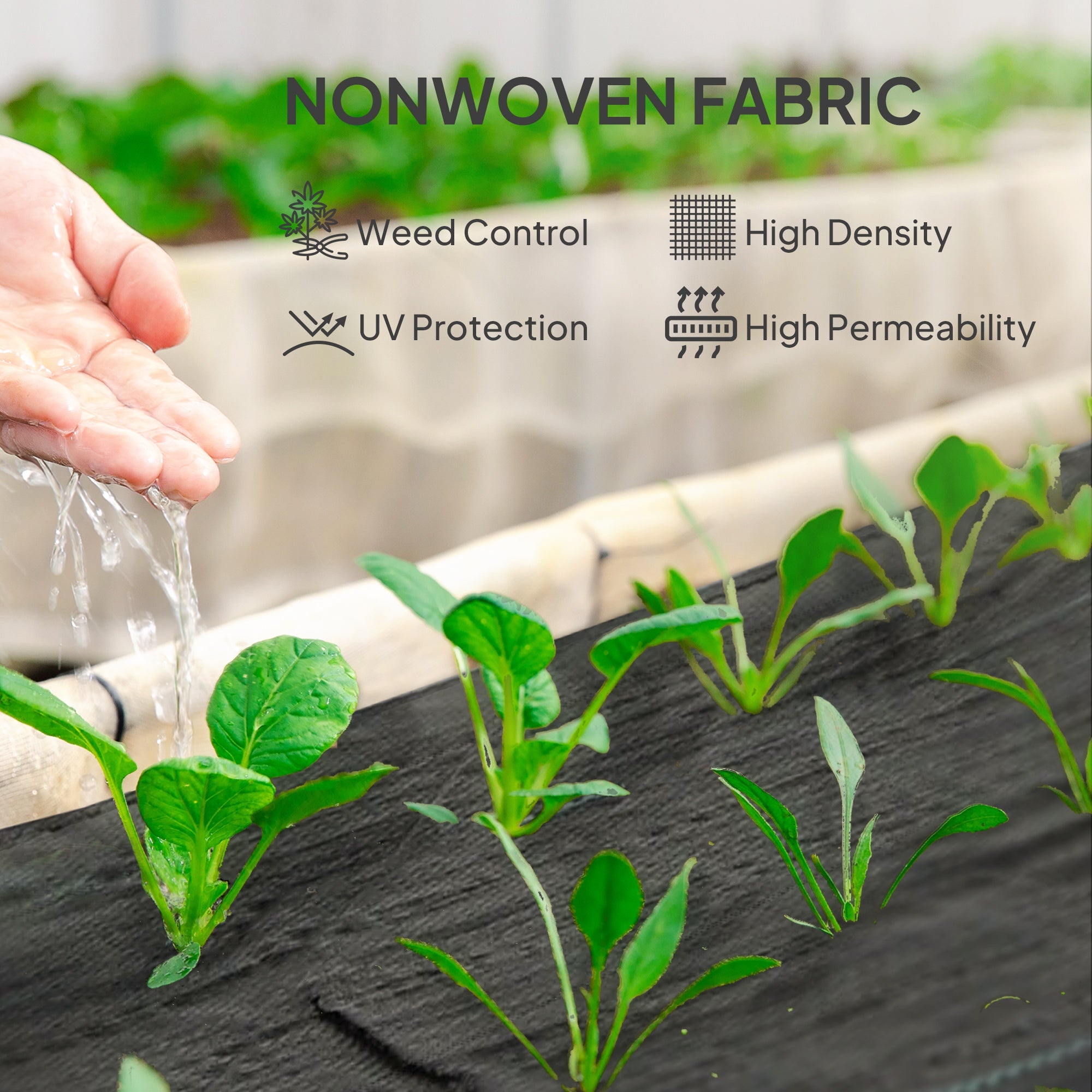 2m x 90m Weed Control Membrane, Heavy Duty Weed Control Barrier Fabric, 90gsm Ground Cover for Patios, Garden, Flower beds, Landscaping