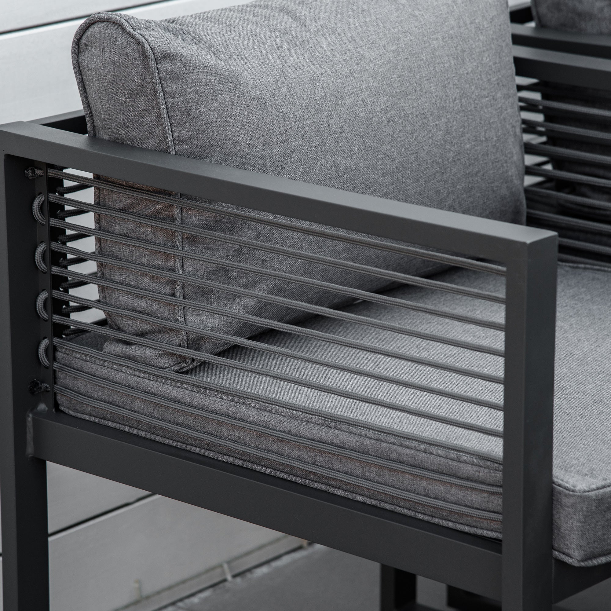 Nine-Piece Aluminium Garden Set, with Glass-Top Table - Grey