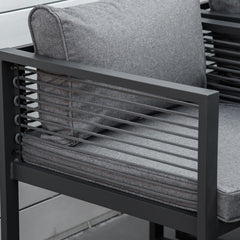 Nine-Piece Aluminium Garden Set, with Glass-Top Table - Grey