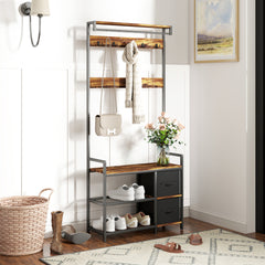 Industrial-Style Multi-Use Hallway Tree - Brown/Black