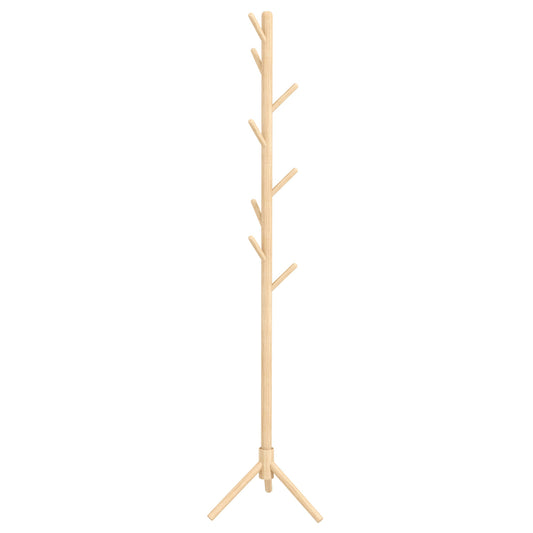 Eight-Hook Wooden Coat Rack - Natural
