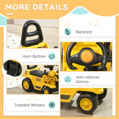 NO POWER 3 in 1 Ride On Toy Bulldozer Toddler Digger Excavator Scooter Storage Cart Toilet Pretend Play Construction Truck