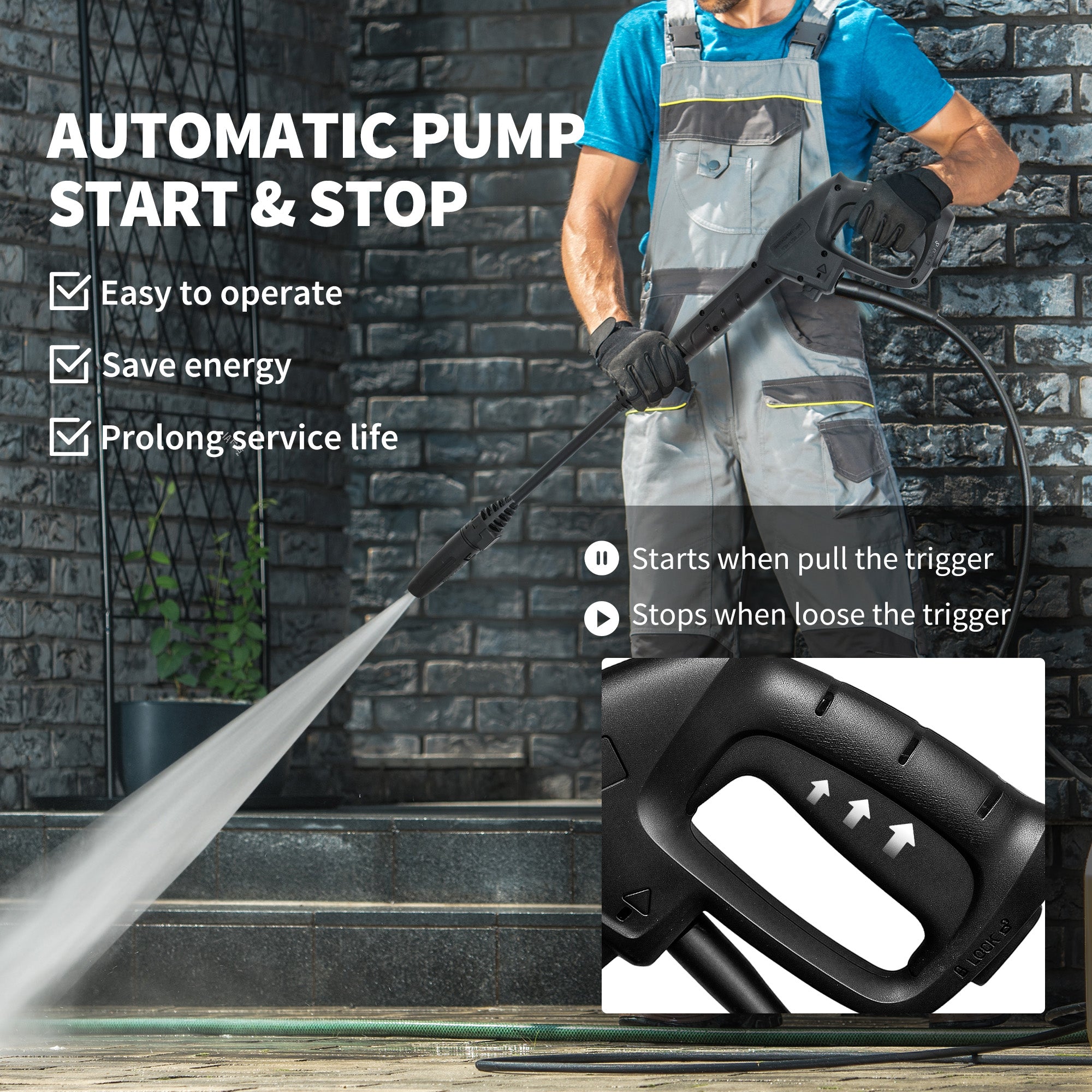 1800W High Pressure Washer, 150 Bar Pressure, 420 L/h Flow, Portable Power Washer Jet Wash Cleaner with Adjustable Nozzle, 6M Hose, Hose Reel, Steel Handle for Home Patio Car Driveway, Green