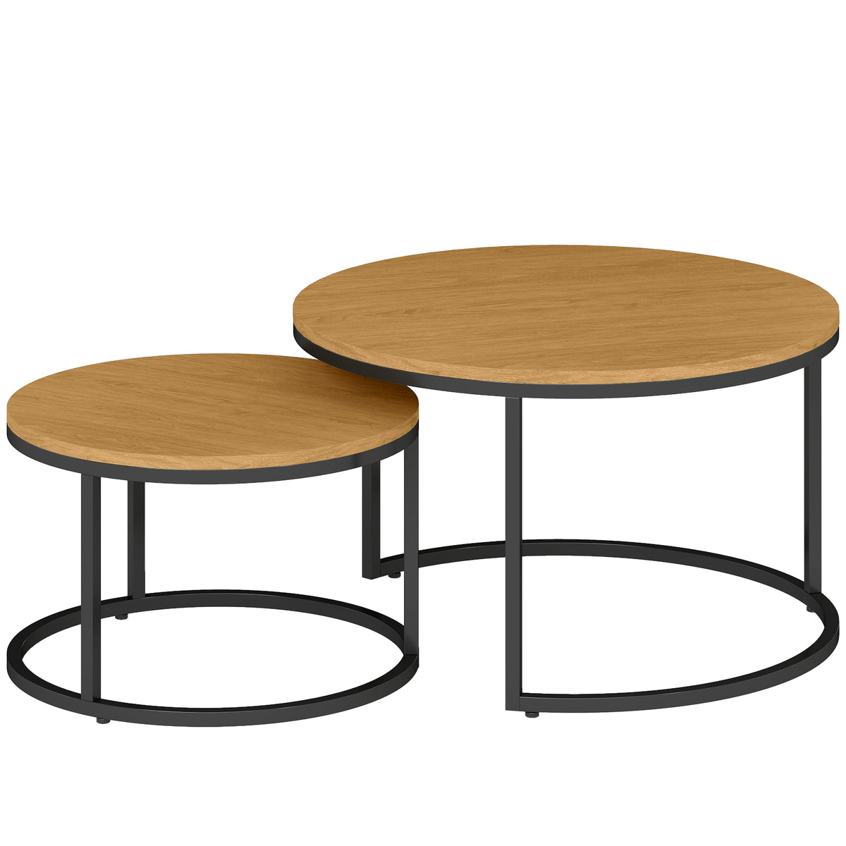 Fynco - Set of Two Wood-Effect Stacking Tables - Brown