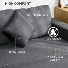 Corner Sofa Bed with Storage, 3 Seater Pull Out Sofa Bed, Convertible L Shape Sofa Couch with Reversible Chaise Lounge for Living Room, Dark Grey