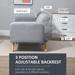 Three-Seater Sofa Bed, with Split Back - Light Grey