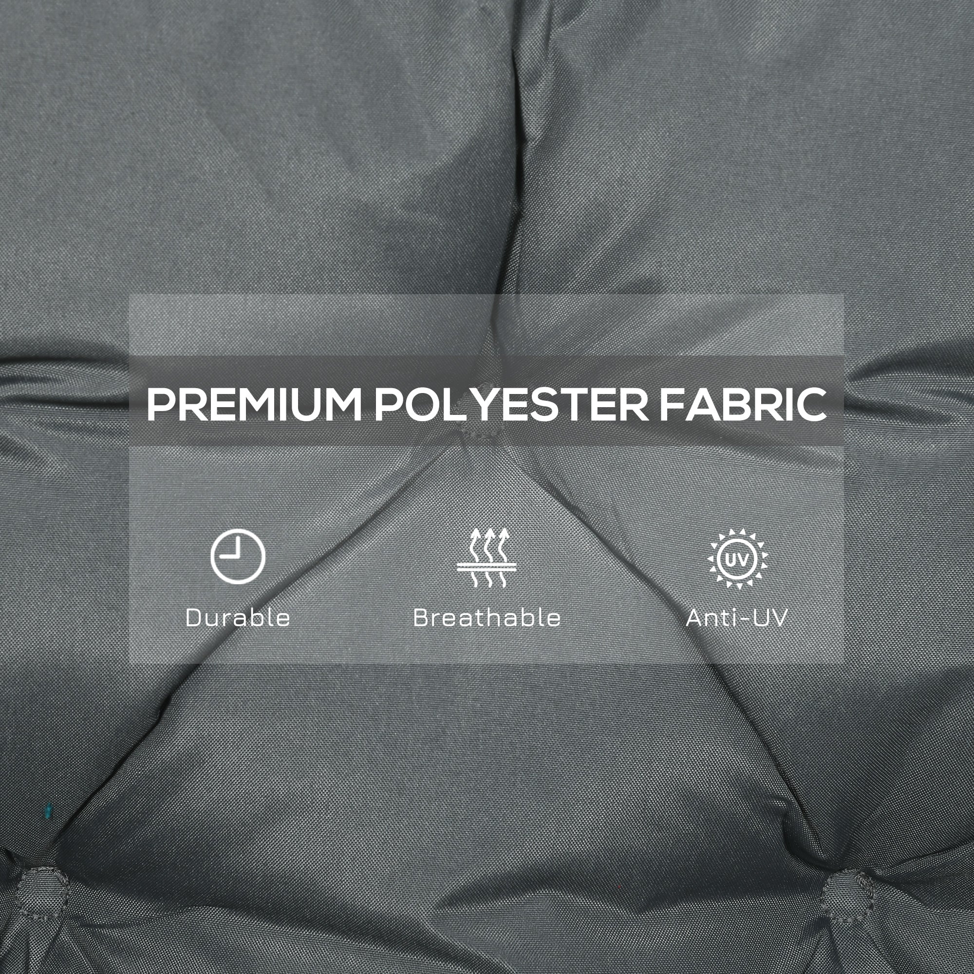 Fynco - Garden Bench Cushion, 2 Seater Swing Chair Cushion, Seat Pad with Ties for Indoor and Outdoor Use, 110 x 120 cm, Dark Grey