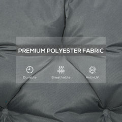 Fynco - Garden Bench Cushion, 2 Seater Swing Chair Cushion, Seat Pad with Ties for Indoor and Outdoor Use, 110 x 120 cm, Dark Grey