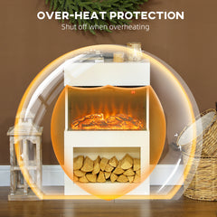 Fynco - Electric Fireplace with 3D Flame Effect, 6 Colours & 3 Brightness Levels, 1000W/2000W White Electric Fire and Mantel Reach up to 30㎡ Space with Remote & Timer, 3 Sided View for Living Room