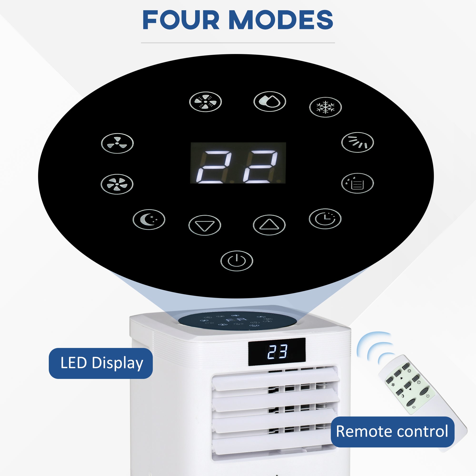 10000 BTU Air Conditioning Unit, 3-in-1 Portable Air Conditioner, Dehumidifier, Cooling Fan with Remote Control, Digital Display, 2 Speeds, 24H Timer, Window Venting Kit, 22m²