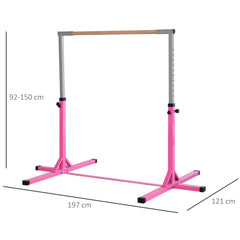 Height Adjustable Gymnastics Horizontal Bar for Kids, Children Junior Kip High Bar Fitness, Pink