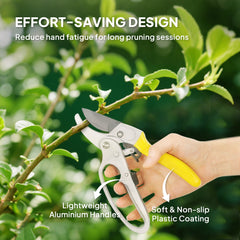 8" Garden Secateurs, Pruning Shears Heavy Duty with Sharp SK5 Blade, Bypass Pruners with Safety Lock and Non-Slip Handles, Lightweight & Ergonomic, Pruning Scissors for Precise Cutting