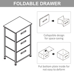 Vertical 3-Tier Linen Drawer Cabinet Organizer Storage Dresser Tower with Metal Frame Adjustable Feet for Living Room, Bathroom, Kitchen, White, Oak and Light Grey