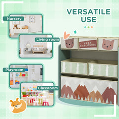 ZONEKIZ Kids Storage Unit, Toy Storage Organiser, with Six Fabric Bins, for Bedrooms, Playrooms, Nurseries - Green