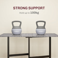 Six-Seater Drop-Leaf Dining Table, with Wheels - Grey Wood-Effect