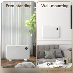 Fynco - 1200W Electric Convector Heater, Freestanding or Wall Mounted, Space Heater with Adjustable Thermostat, Timer, White