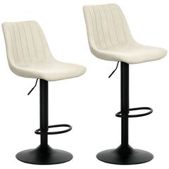 Set of Two Chenille-Feel Tub Bat Stools - Beige