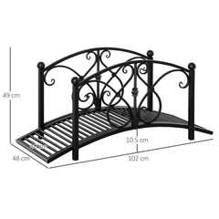 102L x 48W x 49H Classic Metal Garden Bridge with Safety Railings Arc Footbridge Decorative Pond Bridge for Backyard Creek Stream, Black