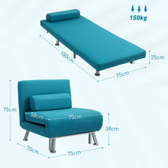 Single Linen-Feel Sleeper Chair - Dark Blue