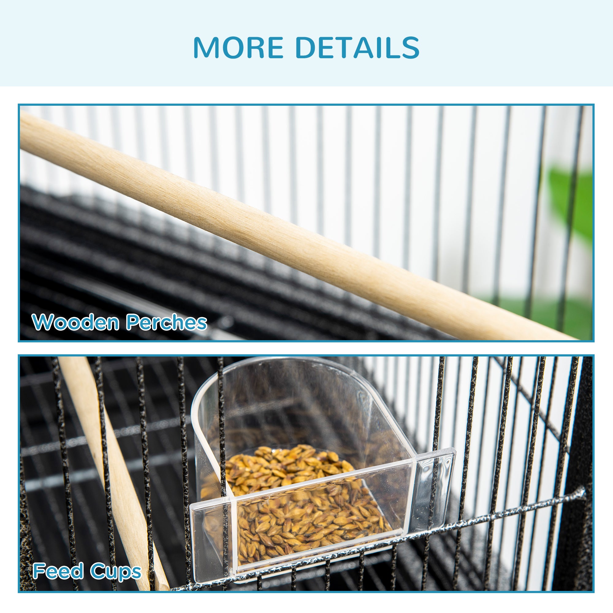 Large Bird Cage Budgie Cage with Stand, Storage Shelf, Wood Perch for Parrot Canary Parakeet Cockatiels, 81 x 48 x 162.5 cm