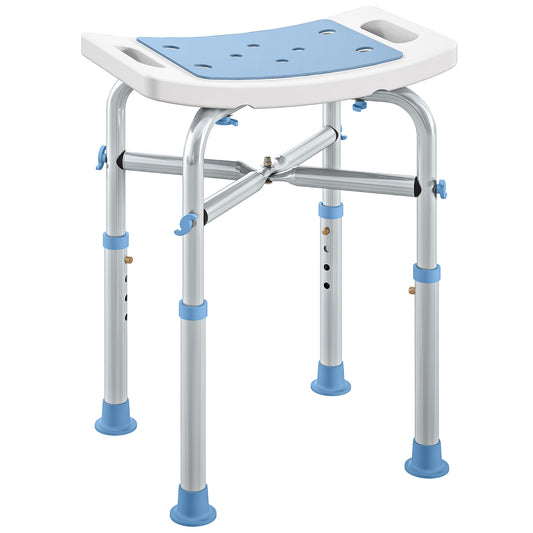 Fynco - 44-51.5cm Aluminium Frame Shower/Bath Stool - Light Blue