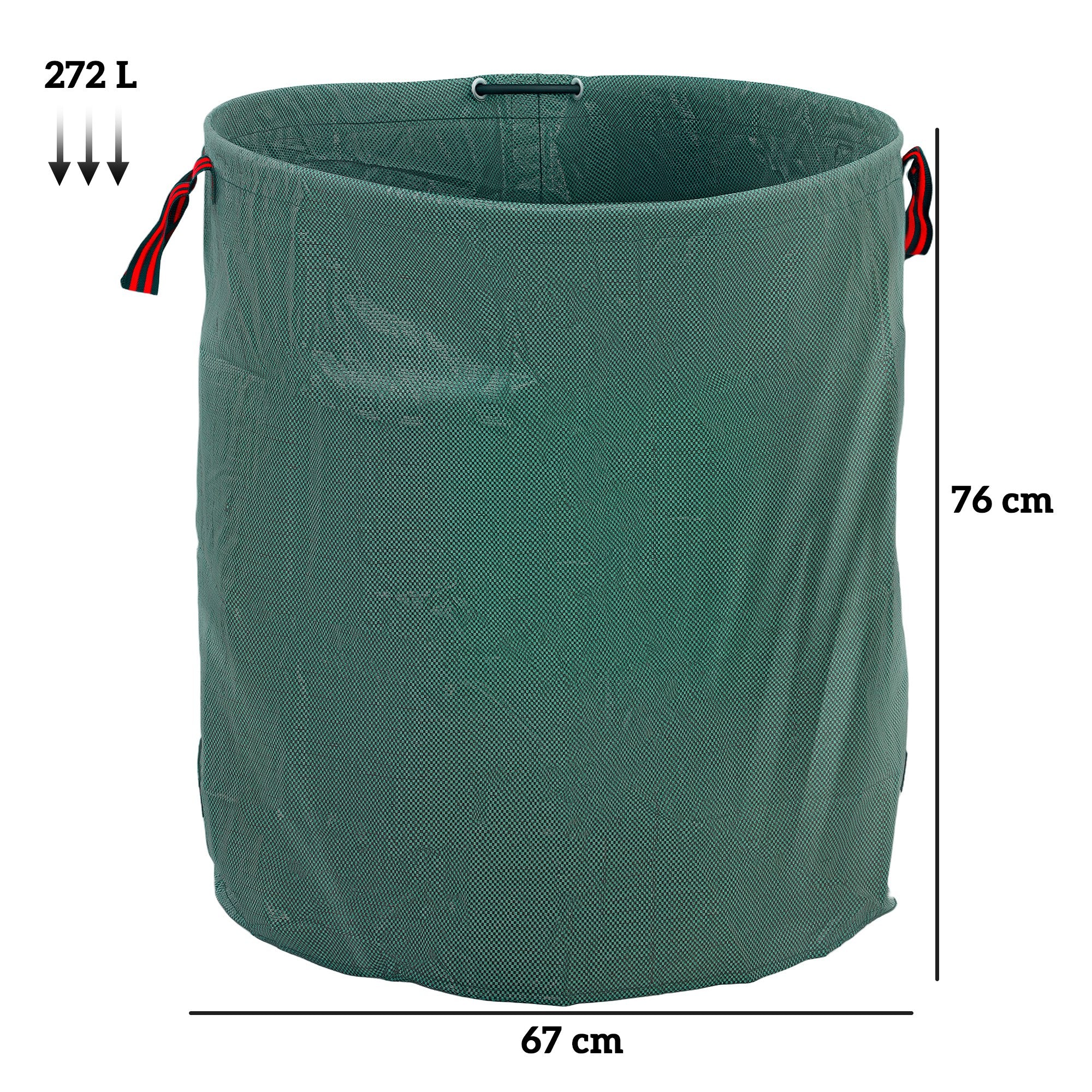 Garden Waste Bags, 272L x 3 Heavy Duty Garden Bags, Foldable and Reusable Waste Sacks with Handles for Loading Leaf, Trash, Debris, Green