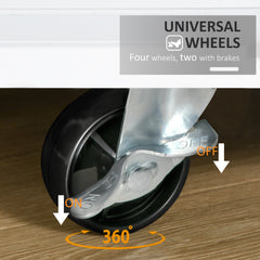 Kitchen Island on Wheels, Mobile Storage Trolley, Rolling Kitchen Cart with Rubber Wood Top, 2-Door Cabinets, 2 Drawers, Adjustable Shelf, 3-Tier Spice Rack, Drawers