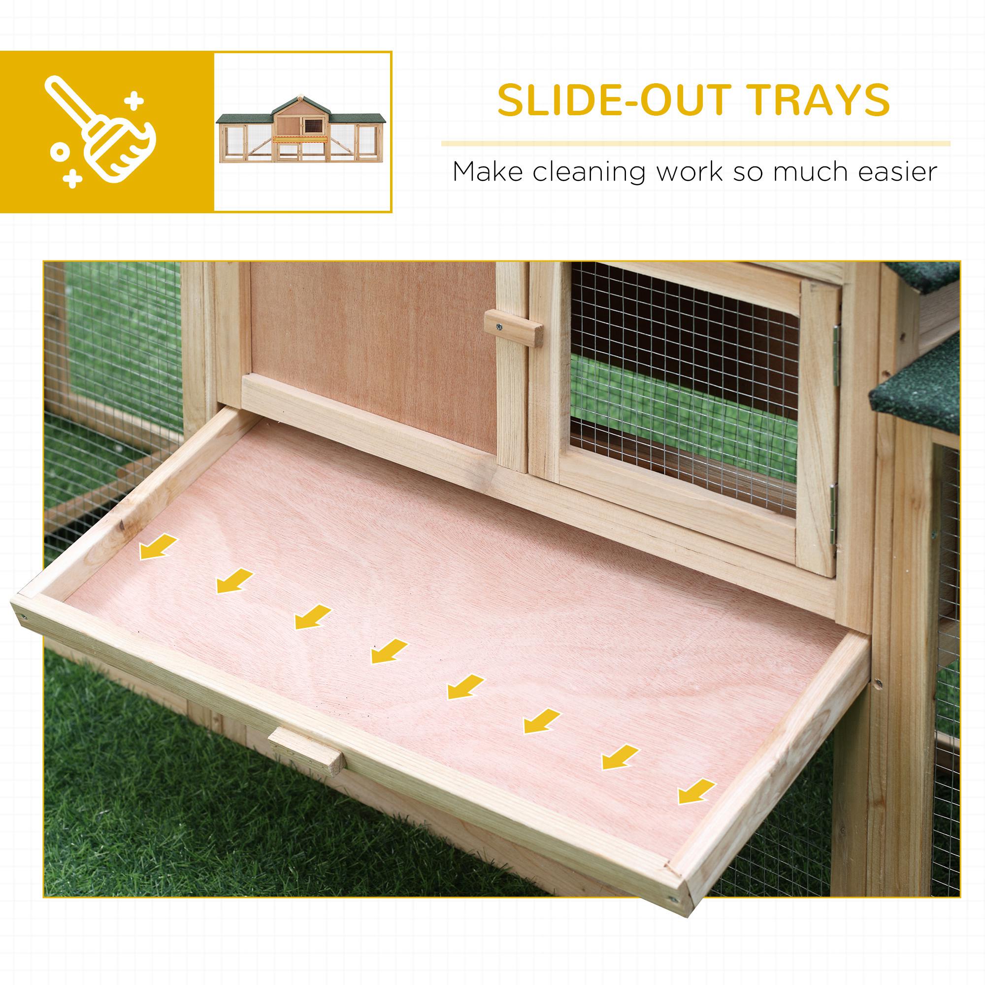 Large Rabbit Hutch Outdoor Wooden Guinea Pig Hutch with Run, 2 Storey Bunny House 210 x 45.5 x 84.5 cm