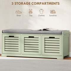 Fynco - 3-Drawer Shoe Storage Bench - Green