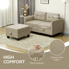 L' Shape Modular Storage Sofa - Light Brown