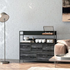 Rustic Chest of Five Fabric Drawers - Black