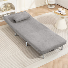 Single Velvet-Feel Chair Bed - Grey