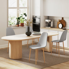 Modern Dining Chairs Set of 4, Kitchen Chairs with Backrest and Steel Legs for Dining Room, Living Room, Grey