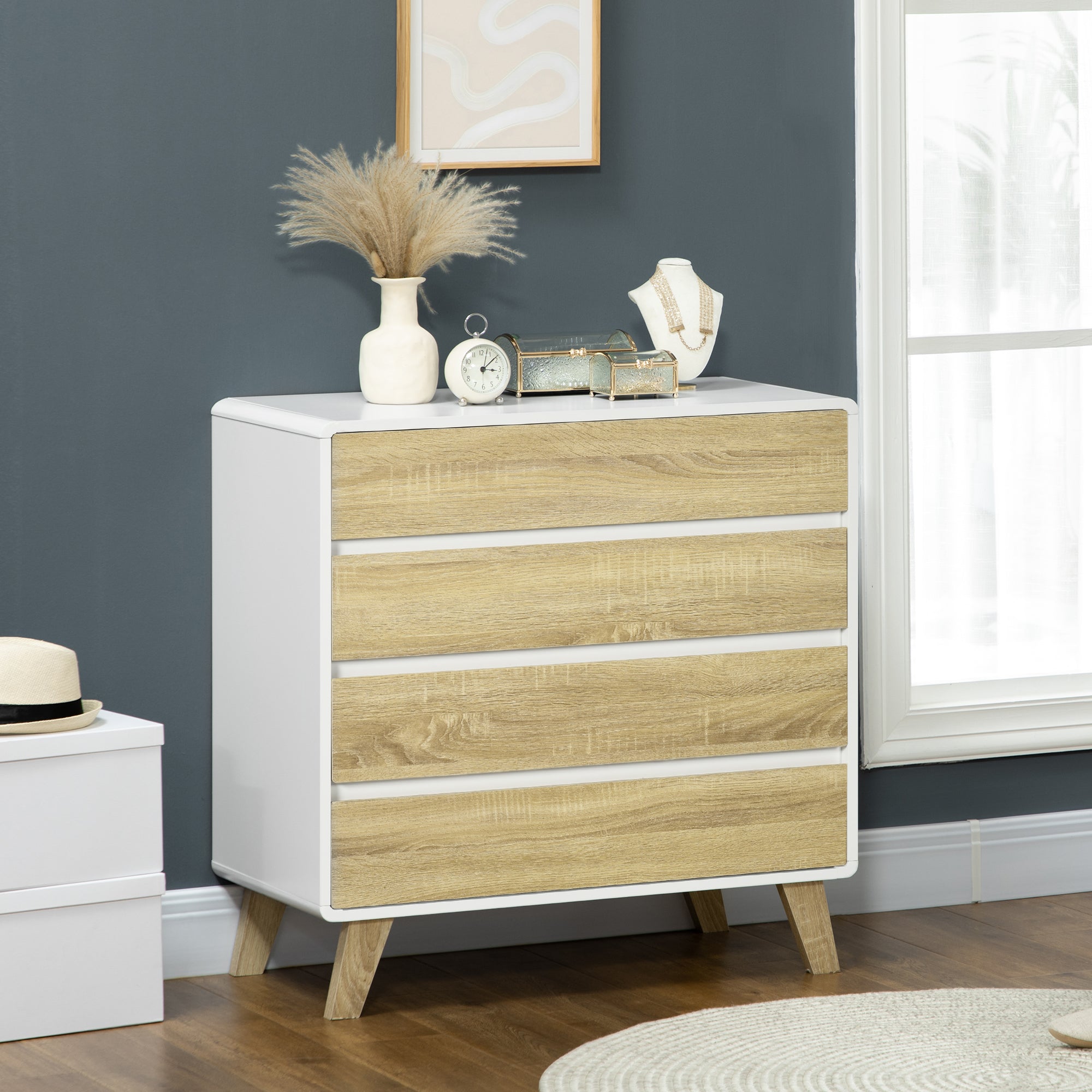 Chest of Four Drawers - Wood-Effect/White