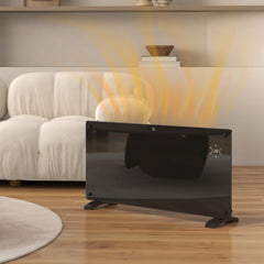 Fynco - Electric Heater Wifi Smart App, 2000W Glass Panel Heater Radiator, Freestanding or Wall Mounted Convector Space Heater with LED Display, 24Hr 7 Day Timer, Adjustable Thermostat, Remote Control
