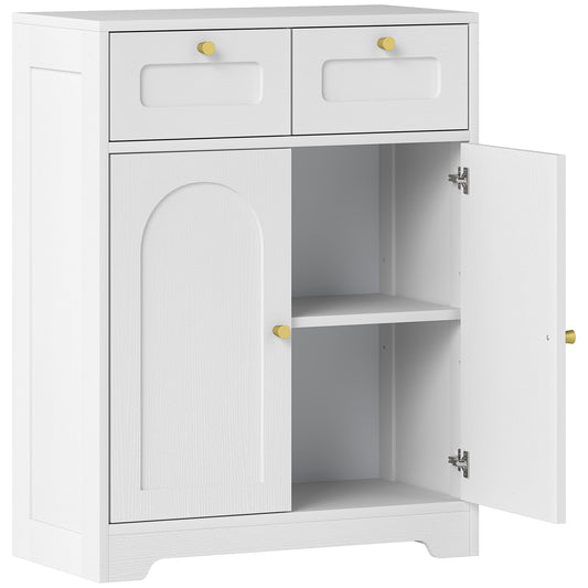 Fynco - Bathroom Floor Cabinet with 2 Drawers - White
