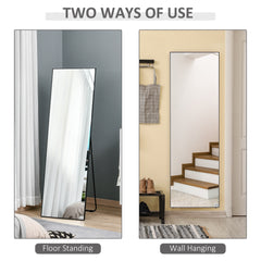 Full Length Dressing Mirror, Floor Standing or Wall Hanging, Aluminium Alloy Framed Full Body Mirror for Bedroom, Living Room, 50 x 161.5cm, Black